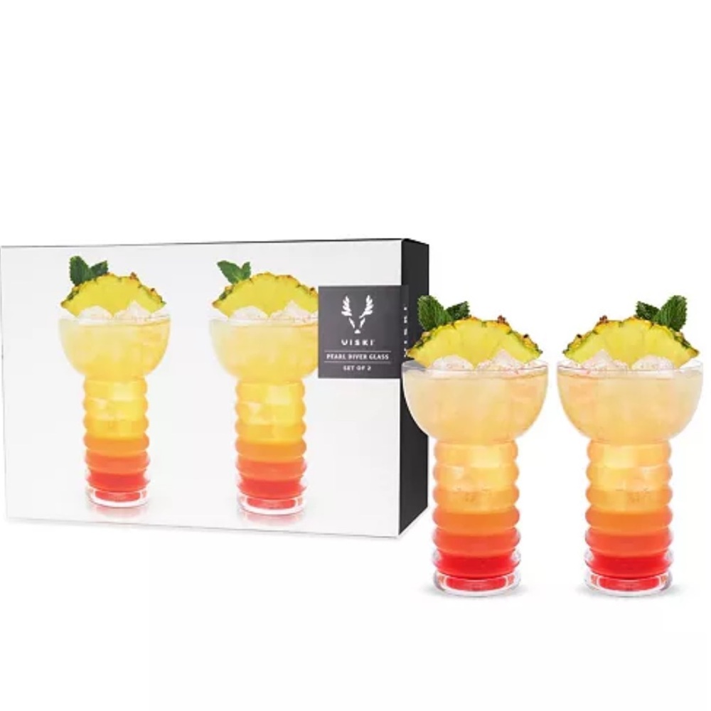 New in box! Viski Pearl Diver Cocktail Glasses Set of 4